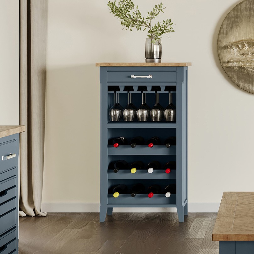 Signature Blue Wine Rack / Glass Storage Cabinet