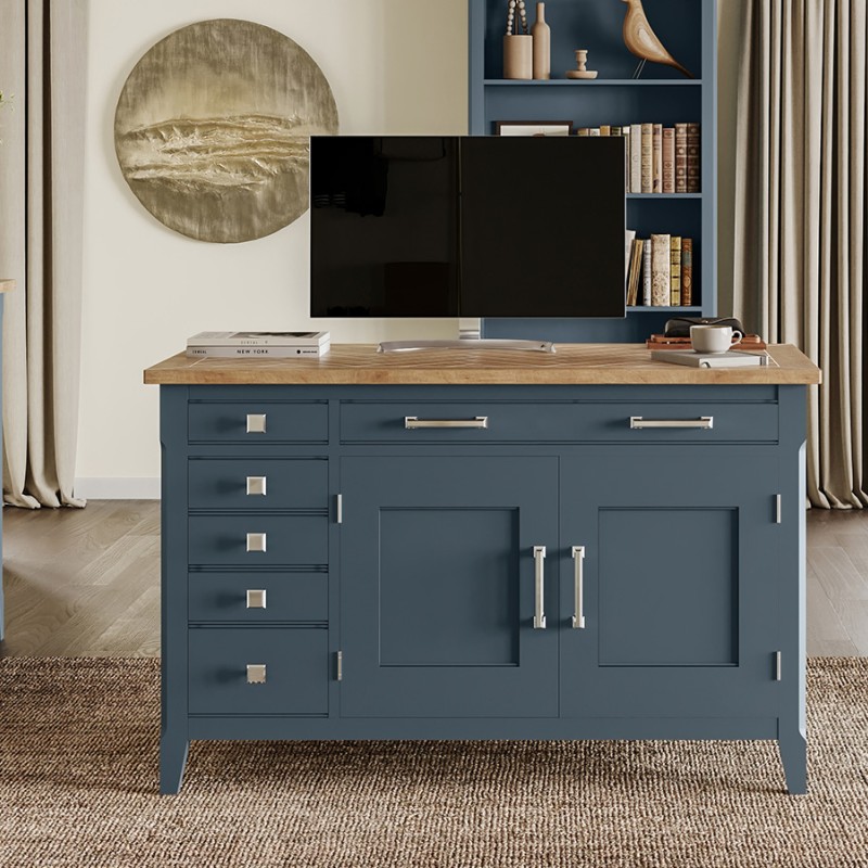 Signature Blue Hidden Home Office Desk