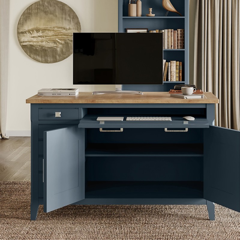Signature Blue Hidden Home Office Desk