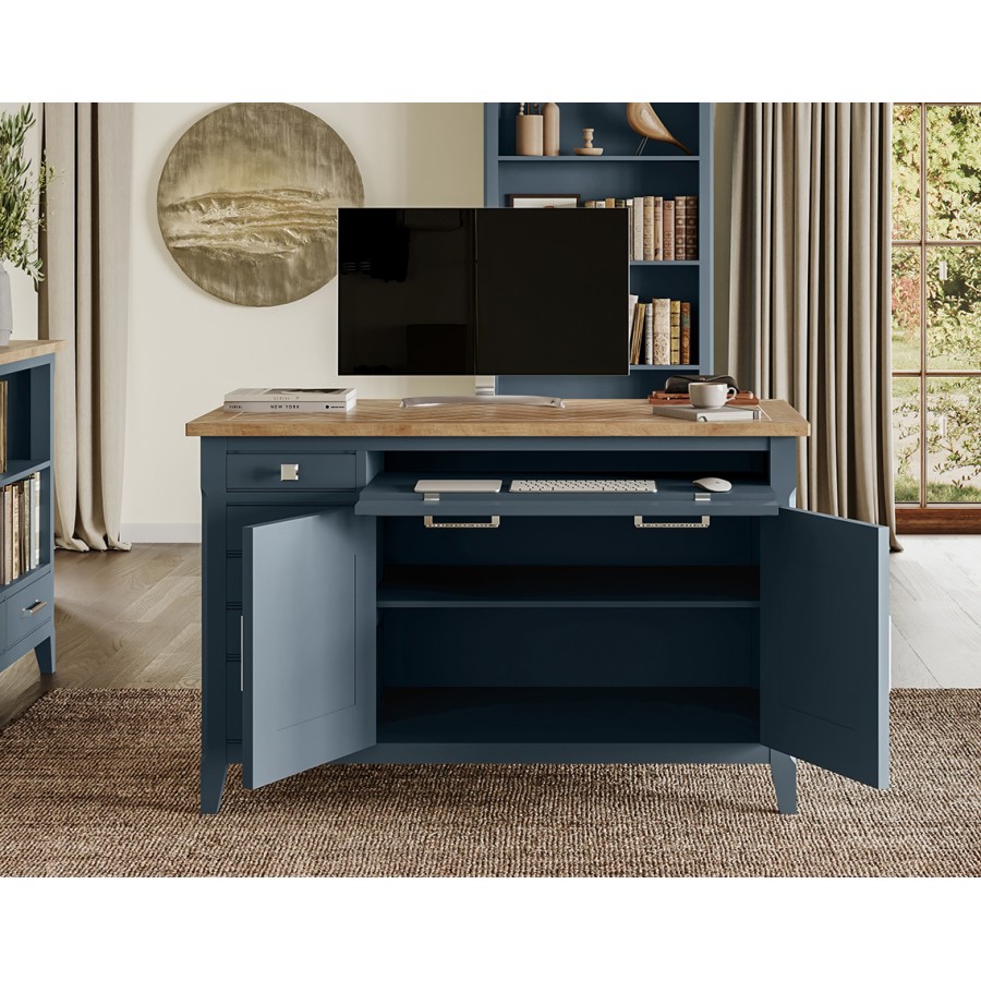 Signature Blue Hidden Home Office Desk