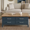 Signature Blue Coffee Table With Drawers and Hidden Storage Trunk