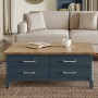 Signature Blue Coffee Table With Drawers and Hidden Storage Trunk