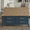 Signature Blue Coffee Table With Drawers and Hidden Storage Trunk