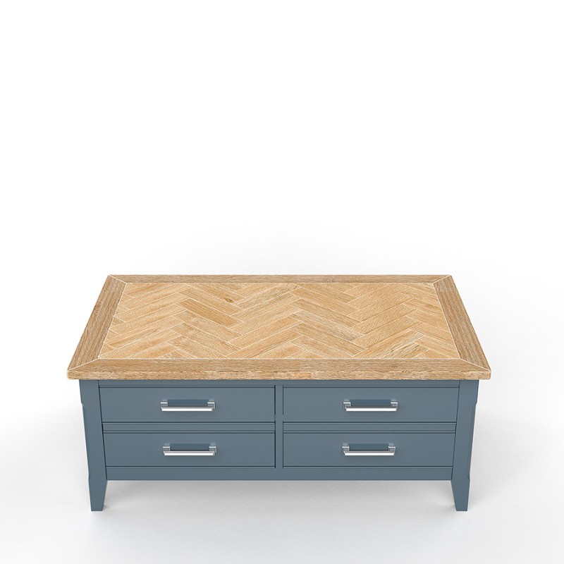 Signature Blue Coffee Table With Drawers and Hidden Storage Trunk