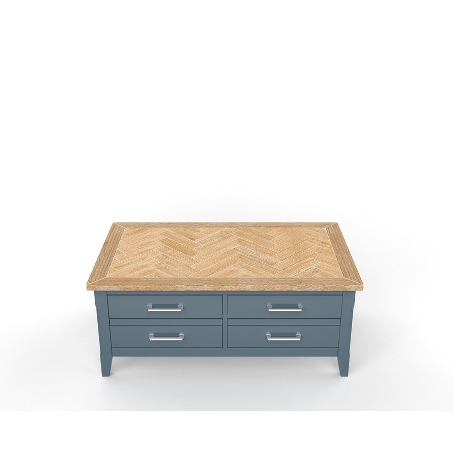 Signature Blue Coffee Table With Drawers and Hidden Storage Trunk