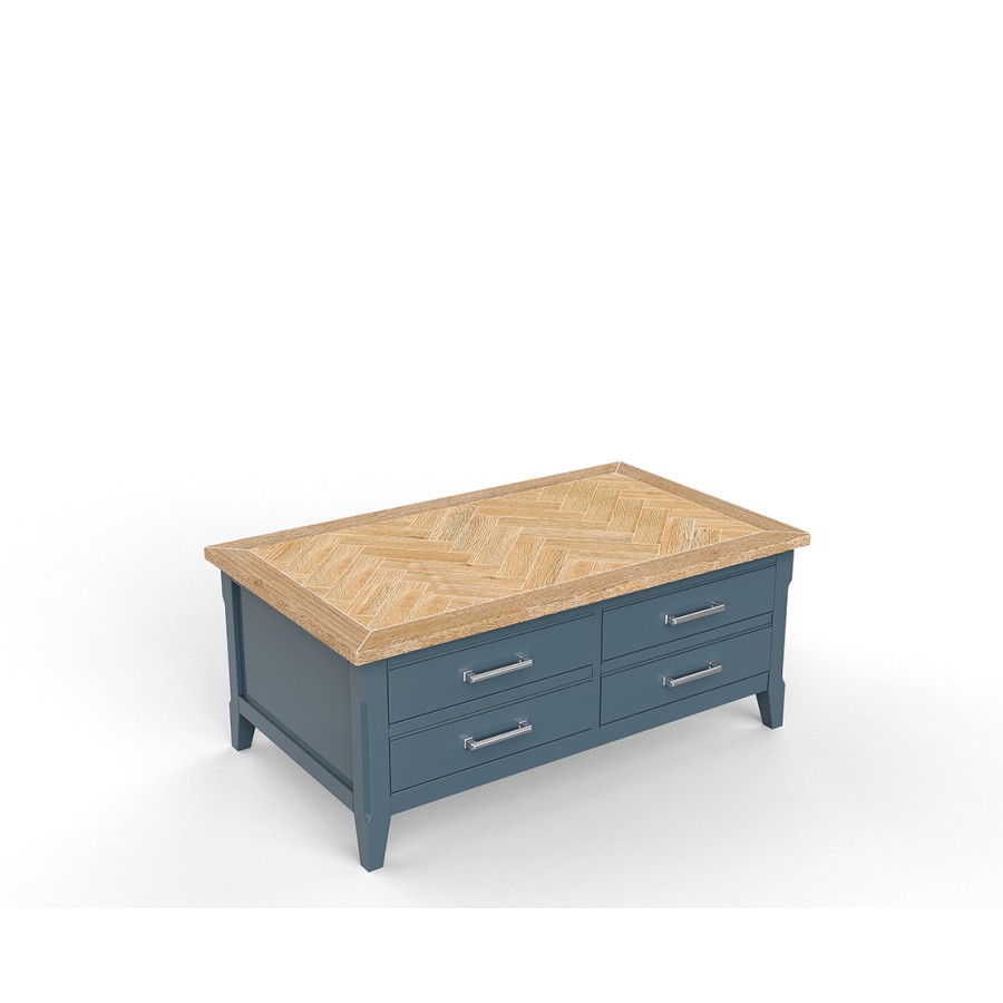 Signature Blue Coffee Table With Drawers and Hidden Storage Trunk