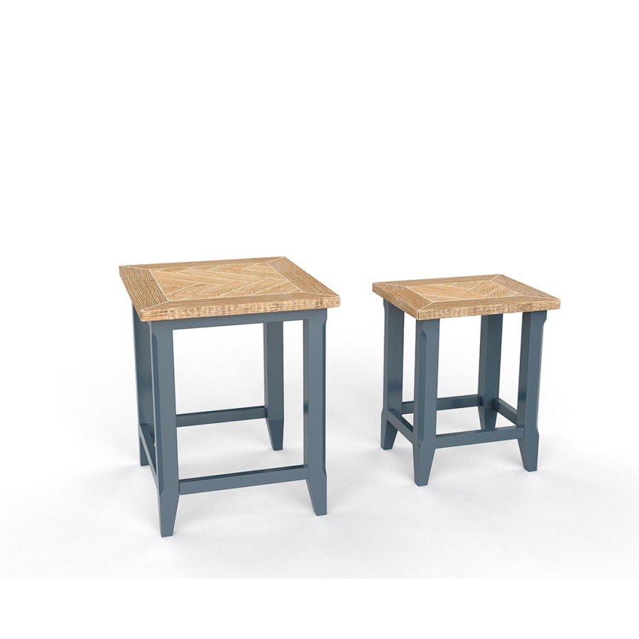 Signature Blue Nest of Two Tables