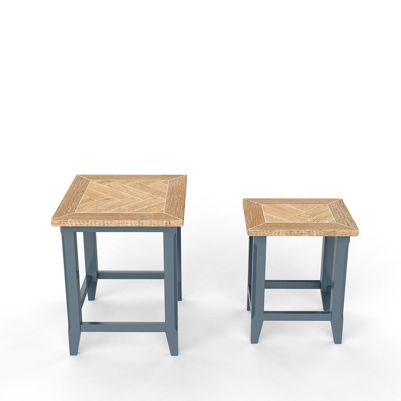 Signature Blue Nest of Two Tables